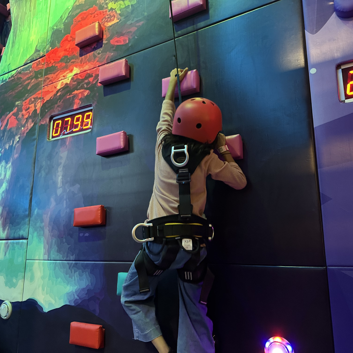 rock climbing at Ninja Jungle Gym